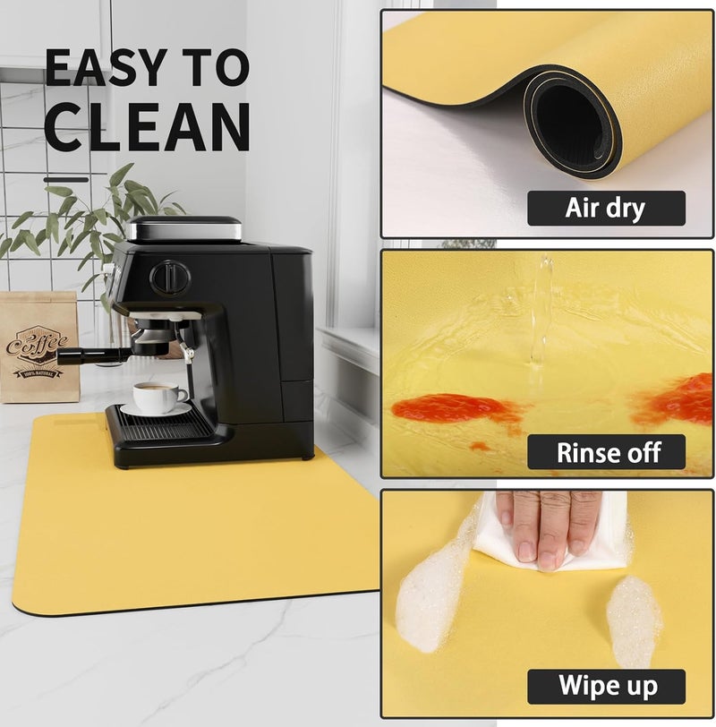 HotLive حصيرة HotLive Coffee Mat - مصنوعة للاستخدام ع��ى طاولات المطبخ أو البارات، تتناسب تحت أجهزة تحضير القهوة أو آلات الإسبريسو، مصنوعة من مادة ماصة لإخفاء البقع، مع ظهر مطاطي. - Image 4