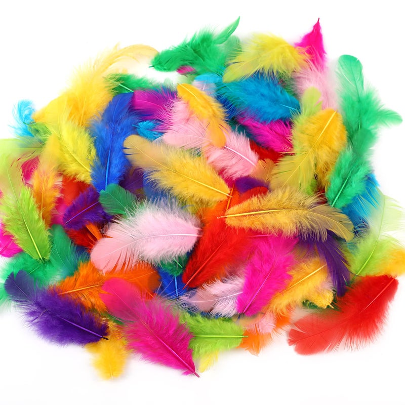 Soarer Colorful Craft Rooster Feathers - 300pcs 3-5inch Colored Feathers Bulk for DIY Crafts,Wedding Home Party Decorations,Dream Catcher Supplies(Rooster Colorful) - Image 2