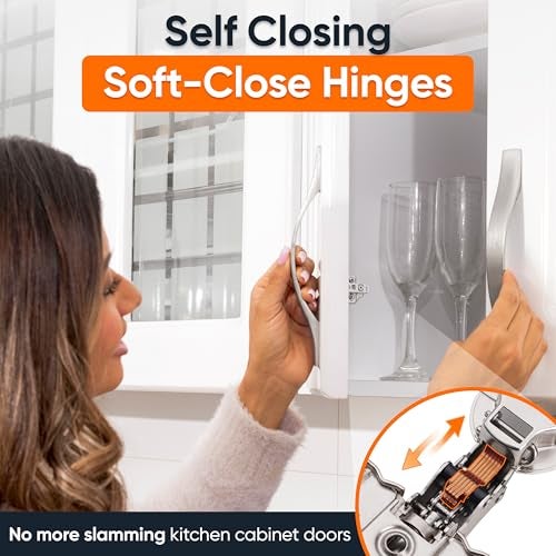 DecoBasics Full Overlay European Soft Close Cabinet Hinges for Kitchen Cabinets (20 Pcs) -105° Frameless Concealed Cabinet Door Hinge -6 Way Adjustability & Clip on Plate for Easy Installation - Image 2