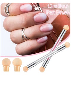 SYOSI Nail Art Brushes Double Head Sponge Nail Art Tool Gradient Nail Brush Rhinestone Handle Acrylic Nail Painting Brush with 16 Pieces Replacement Head for Nail Art Manicure 4 Pieces (Pink White)  - Image 4