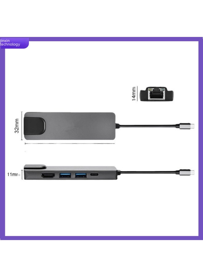 Neutral In -1 Docking Station Type-c To Hdmi + Rj45 + 3.0usb + Pd Fast Charging Gigabit Notebook Macbo - Image 4