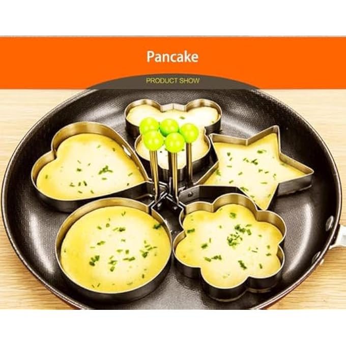 Khazna Set Fried Egg Rings Mold Non Stick For Griddle Pan Egg Shaper Pancake Maker With Handle Stainless Steel Egg Form For Frying Cooking 5Pcs - Image 3