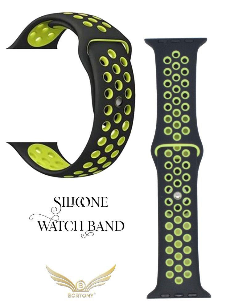 BORTONY Universal 42/44mm Silicone Replacement Watch Strap For Apple Series 7/6/5 - Image 1