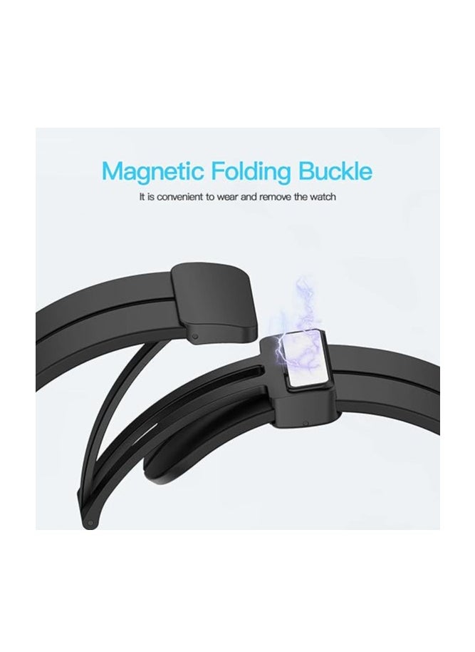 Generic - Magnetic Folding Buckle Strap for Apple Watch Band 49mm 44mm 42mm 45mm 41mm 40mm 38mm  Solo loop Bracelet Band for IWatch Series Ultra 8 7 5 SE6 3 - Image 1