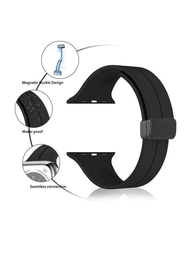 Generic - Magnetic Folding Buckle Strap for Apple Watch Band 49mm 44mm 42mm 45mm 41mm 40mm 38mm  Solo loop Bracelet Band for IWatch Series Ultra 8 7 5 SE6 3 - Image 1