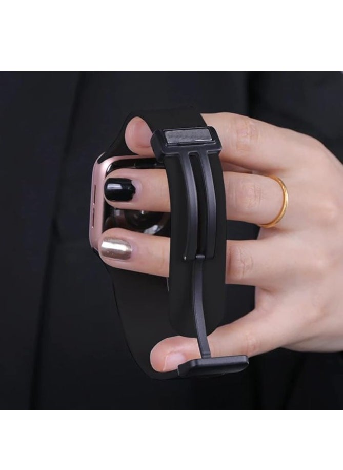 Generic - Magnetic Folding Buckle Strap for Apple Watch Band 49mm 44mm 42mm 45mm 41mm 40mm 38mm  Solo loop Bracelet Band for IWatch Series Ultra 8 7 5 SE6 3 - Image 1
