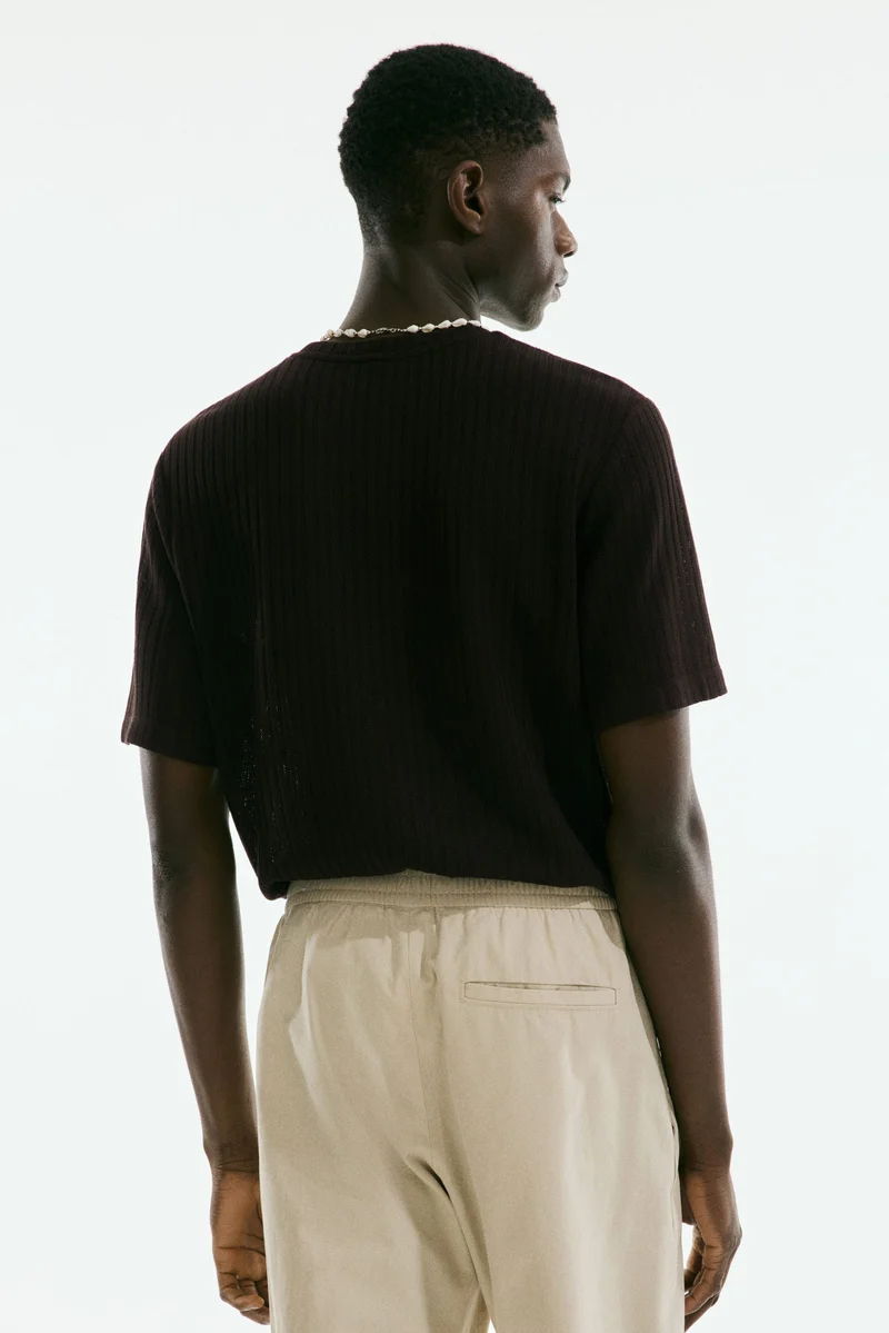 H&M Regular Fit Rib-knit T-shirt