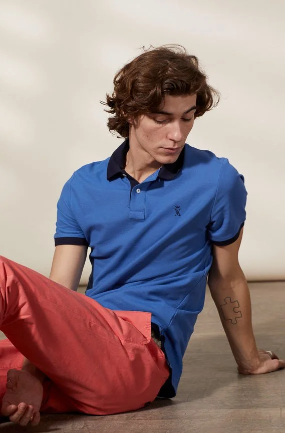 Vicomte A. Perry Blue Polo 100% Pima Cotton