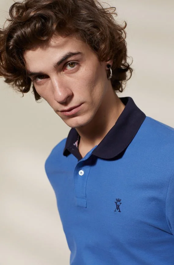 Vicomte A. Perry Blue Polo 100% Pima Cotton