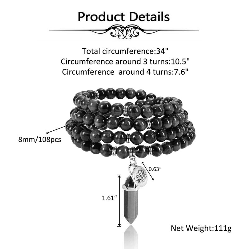 Top Plaza Top Plaza 108 Mala Prayer Beads Bracelet Natural Amethyst Gemstone Bracelet Multilayer Healing Crystal Stones Stretch Bracelets Yoga Meditation Reiki Quartz Jewelry Gifts for Mens Womens  - Image 5