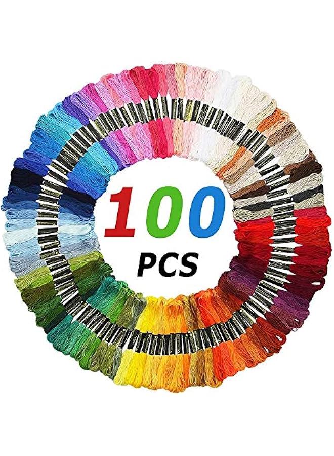 FYLX Neon Embroidery Floss Thread 100 Skeins in 100 Colors with Color Numbers for Cross Stitch Crochet Friendship Bracelets Handcrafts  875 Yards Long Per Skein with 6 Strands - Image 1