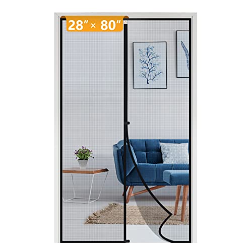 Yotache Narrow Magnetic Screen Door Fit Doors 28 x 80, Screen Size 30" x 81" Strengthened Fiberglass Mesh - Image 1