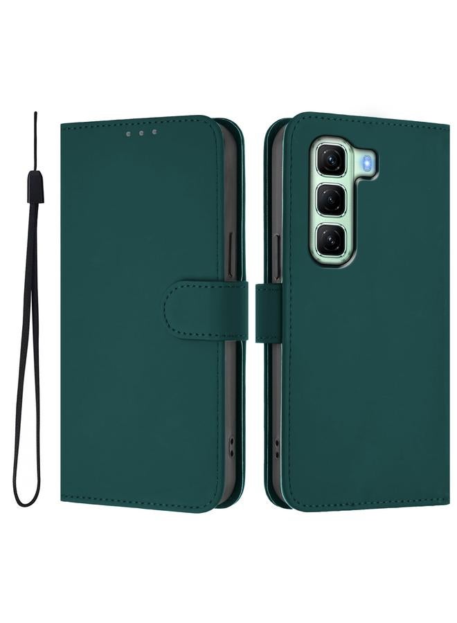 S-TOP Case For Infinix Hot 50 4G Skin Feel Solid Color Leather Phone Case with Lanyard - Image 2