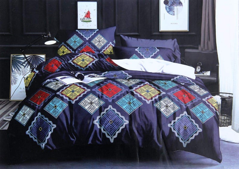 Mosho King Size BedSheet 9 Feet 108 Inch Without Joint with 2 Pillow Covers (Grey Diamonds, King Size XXL) - Image 2