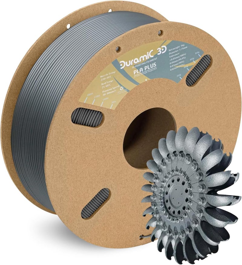 DURAMIC 3D PLA+ Filament 1.75mm 1Kg Silver, PLA Plus Filament 1Kg Spool(2.2lbs) Tougher and Stronger, Dimensional Accuracy Probability +/- 0.02mm - Image 1