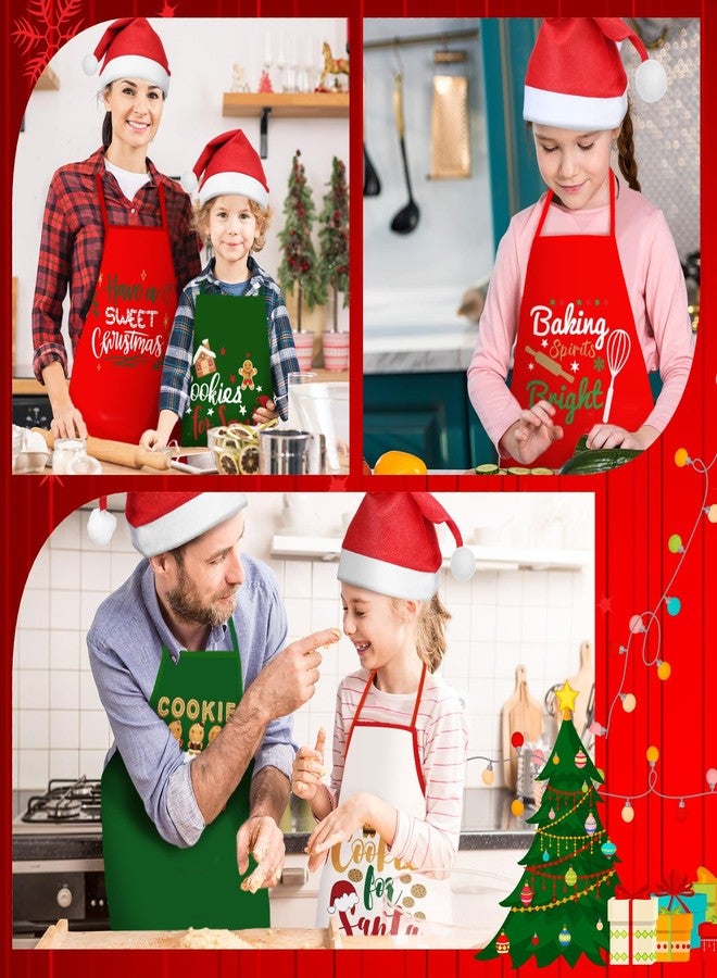 Jeere 12 Set Kids Christmas Aprons Bulk Children Santa Hat Set Toddler Xmas Adjustable Red Cooking Aprons for Boy Girls Party(Simple Style) - Image 5