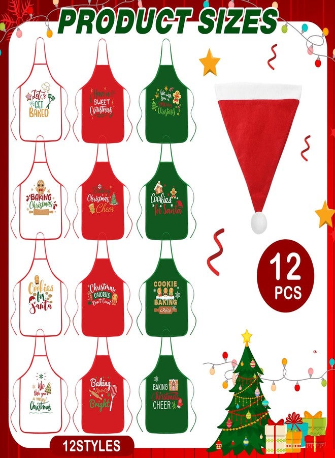 Jeere 12 Set Kids Christmas Aprons Bulk Children Santa Hat Set Toddler Xmas Adjustable Red Cooking Aprons for Boy Girls Party(Simple Style) - Image 4
