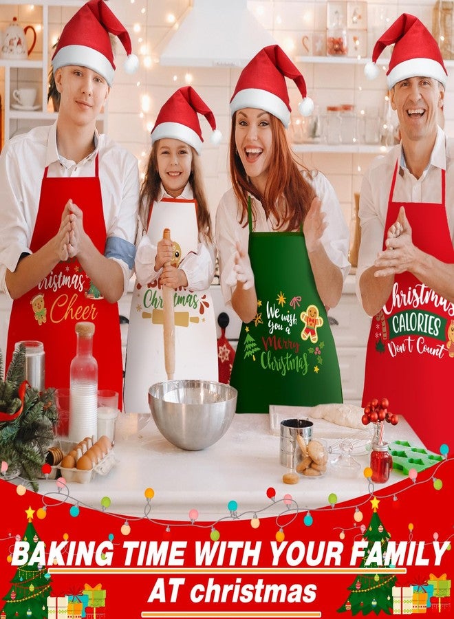 Jeere 12 Set Kids Christmas Aprons Bulk Children Santa Hat Set Toddler Xmas Adjustable Red Cooking Aprons for Boy Girls Party(Simple Style) - Image 3
