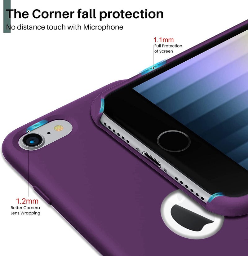 VONZEE® Back Cover for iPhone SE (2020/2022) Case, Shockproof Slim Camera & Full Body Protection Liquid Silicone TPU Cover with Logo Cut (4.7 Inch) -Midnight Green - Image 5