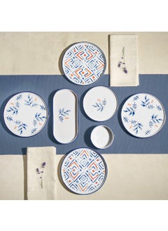 Nehir Blue Orange 13 Piece Ceramic Breakfast Set for 6 People  - Image 1