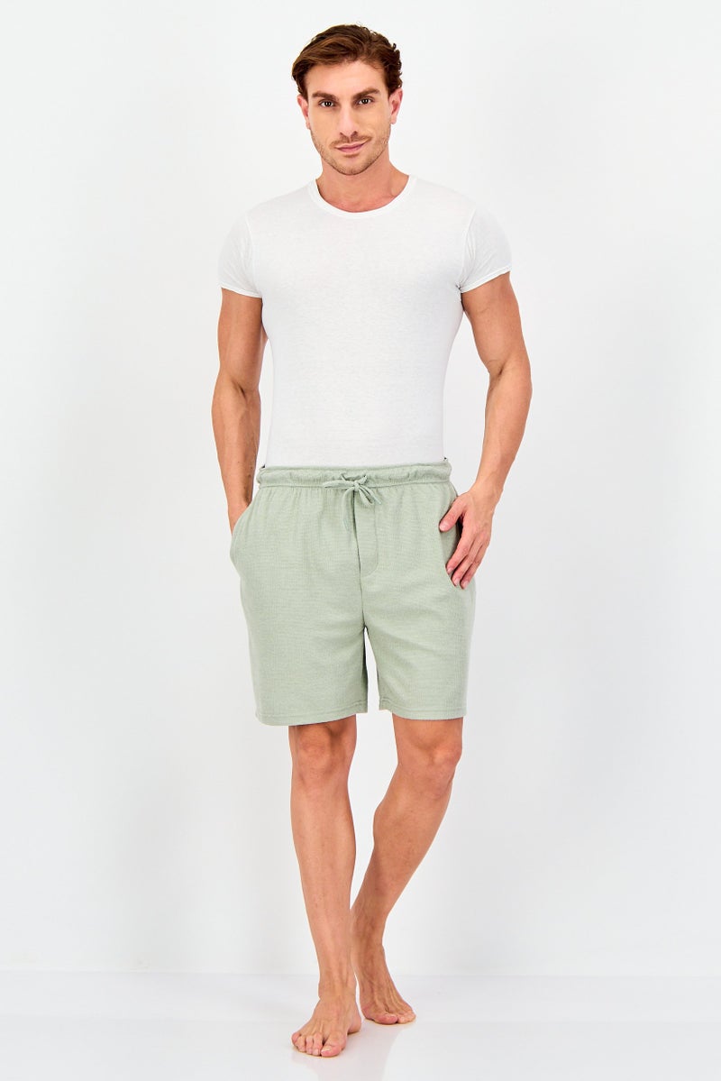 Frye Men Textured  Drawstring Pajama Shorts, Sage - Image 2