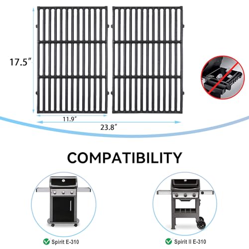 FORYEYC 17.5 Inch 7638 Cooking Grates for Weber Spirit & Spirit II 300 Spirit E/S 310 E/S 320 E/S 330 SP-320, Spirit 700 Genesis 1000-3500 Genesis Gold Silver Platinum B/C Gas Grill 7639 Replacement Parts - Image 2