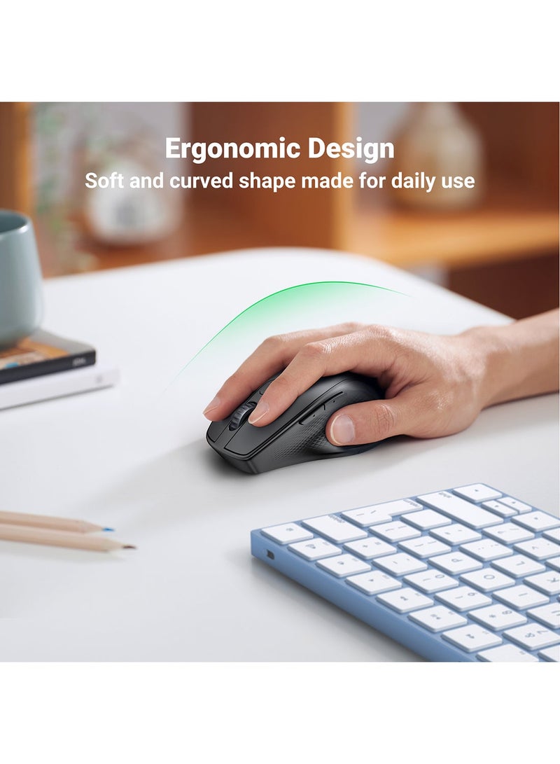 Ugreen Wireless Mouse Ergonomic, Up-graded Bluetooth Mouse & 2.4G USB Mice Dual Mode Cordless Silent Mouse for Tablet Noiseless Laptop Mice for PC Lenovo HP Dell Macbook Pro Air Smart TV Black - Image 4