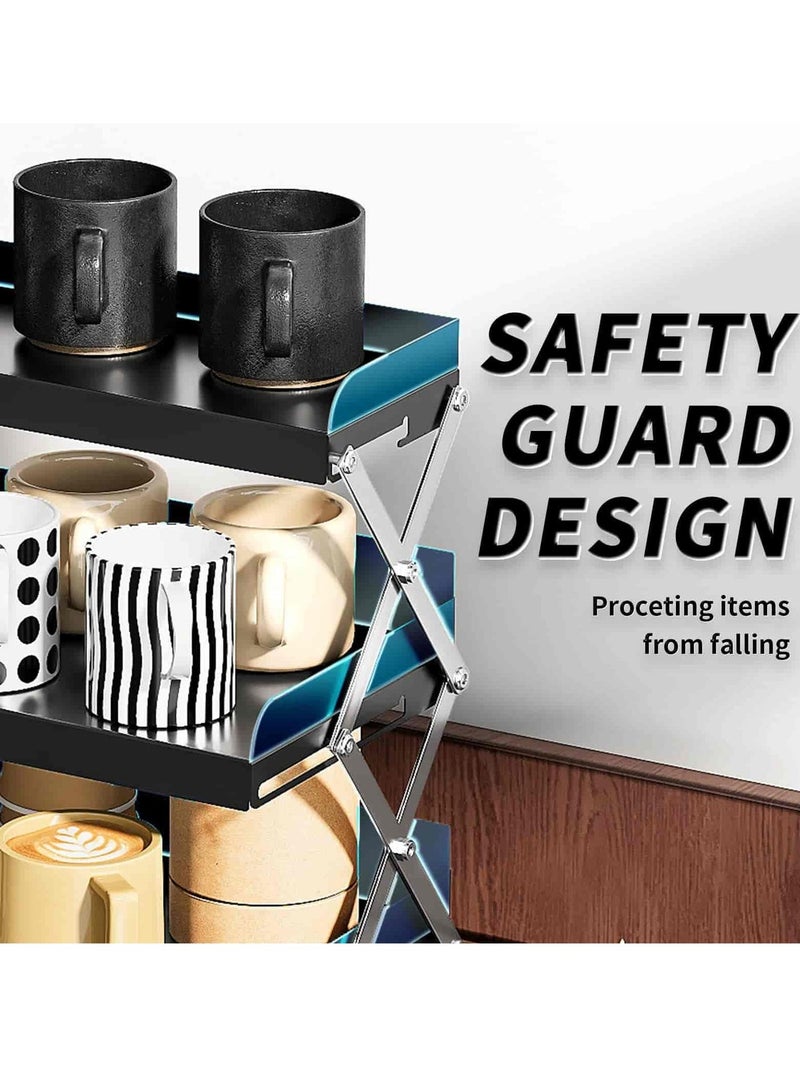 Anmi Coffee Bar Organizer for Countertop, 3 Tier Coffee Station Organizer, Collapsible Coffee Mug Cup Holder Shelf, Space-Saving Metal Coffee Bar Accessories for Home Office - Black - Image 4