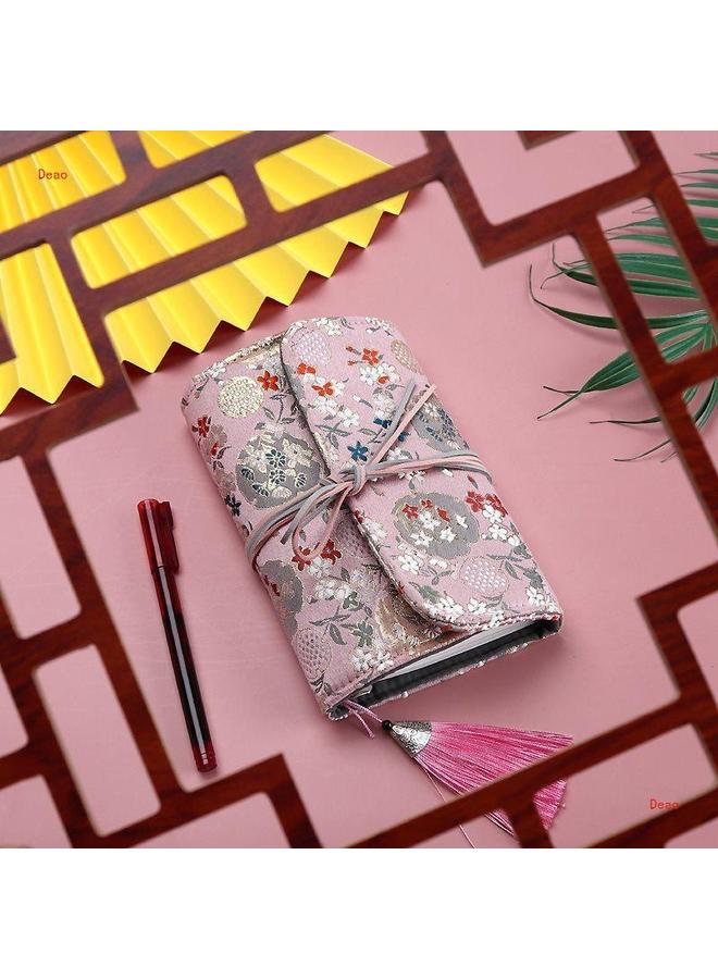 Bluejw Vintage Pocket Fabric Handbook Suit Ins Japanese A6 Cute High Color Value Loose-leaf Grid Notebook Handbook - Image 5