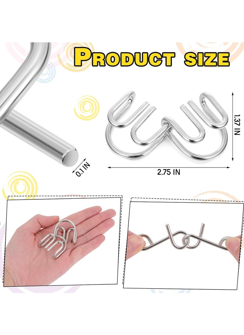 Metal Wire Puzzle Set of 8 with Pouch,Brain Teaser IQ Test Disentanglemen Iron Link Unlock Interlock Game Chinese Ring Magic Trick Toy for Party Favor Kids Adults Challenge