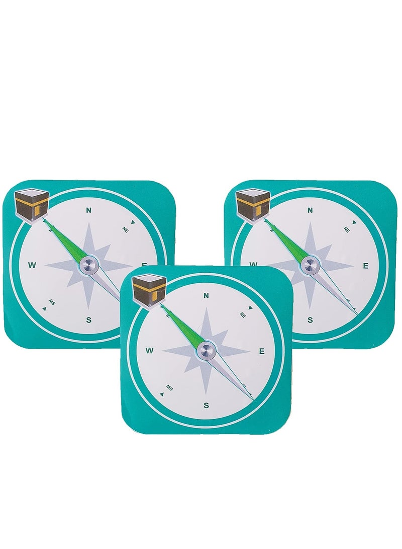 راين علامة القبلة للصلاة 3 قطعة حزمة من ملصق فينيل لافتات للإشارة إلى القبلة ملصقات مصورة من الفينيل للكعبة المسلمة - Image 1