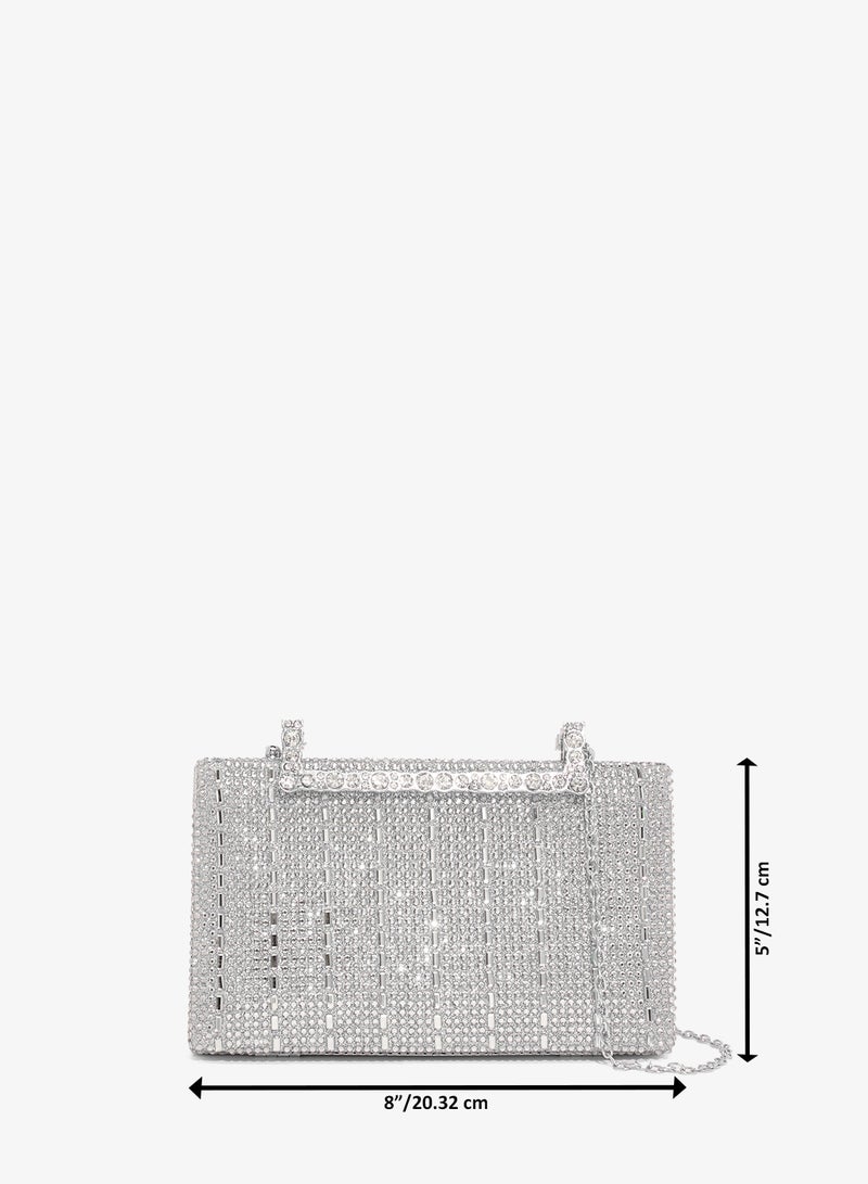 Khizana Silver Detailed Embellished Clutch - Image 5