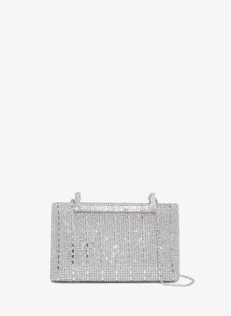 Silver Detailed Embellished Clutch