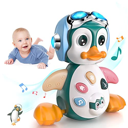 MOONTOY Musical Penguin Crawly Baby Toys 036 612 Month Infant Light Up Tummy Time Dancing Moving Walking Crawling Toys Baby Easter Basket Stuffers Gifts 3 4 5 6 7 8 9 10 Month 1 Year Old Boy Girl - Image 1