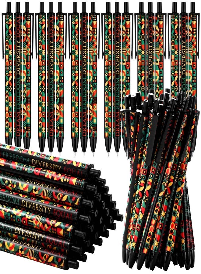 Sinload 200 Pcs Black History Month Ballpoint Pens Bulk for Prizes Inspirational Geometric Dream Freedom Diversity Equal Pen 100 Year African American Party Supplies - Image 1