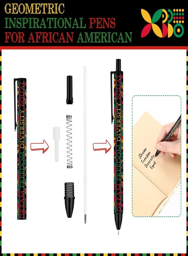 Sinload 200 Pcs Black History Month Ballpoint Pens Bulk for Prizes Inspirational Geometric Dream Freedom Diversity Equal Pen 100 Year African American Party Supplies - Image 3