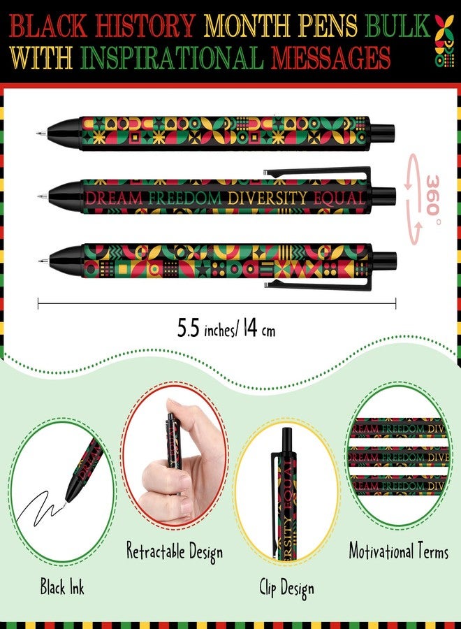 Sinload 200 Pcs Black History Month Ballpoint Pens Bulk for Prizes Inspirational Geometric Dream Freedom Diversity Equal Pen 100 Year African American Party Supplies - Image 2
