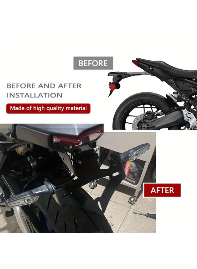 For YZFR9 2025 R9 2025 Motorcycle License Plate Holder Rear Short Tail Black With LED Light Sleek Metallic Finish High Quality Bracket Tailstock Bike Customizers - Image 4