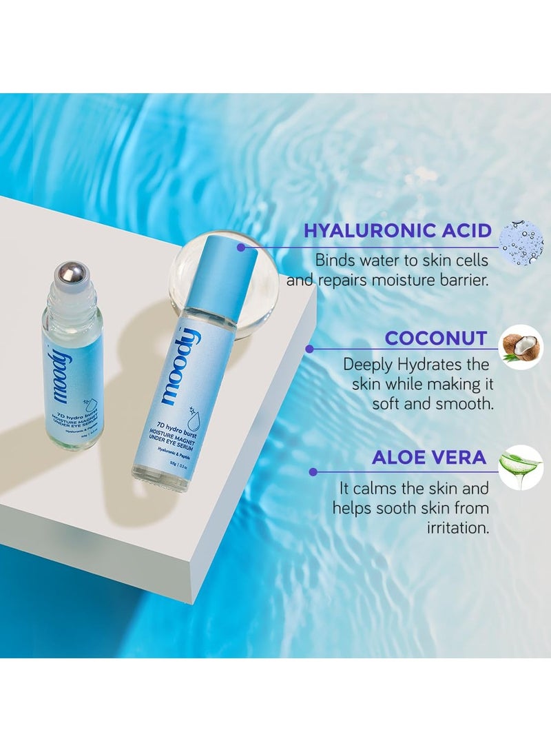  مودي سيروم هيدرو بيرست هيدرو بيرست تحت العينين رول أون سيروم مع ببتيدات الهيالورونيك وفيتامين هـ للهالات السوداء والانتفاخ | كريم للعينينين للتجاعيد والخطوط الدقيقة | نباتي وخالٍ من الكبريتات | للرجال والنساء | 9.8 جم - Image 3