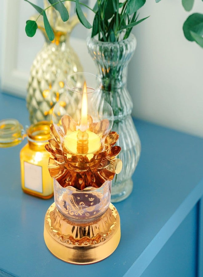ألتنايس مصباح زبدة زيتي من ألت نايس، فانوس زيتي ذهبي عتيق لعيد ديوالي، مصباح زبدة مقاوم للرياح لتقديم القرابين في الاحتفالات الدينية، 3.42 × 0.7 بوصة - Image 2