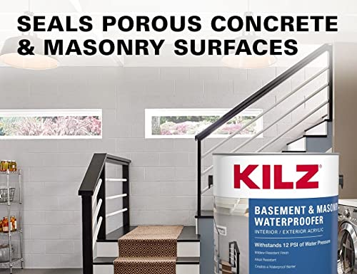 KILZ Basement and Masonry Waterproofing Paint, Interior/Exterior, White, 1 Gallon - Image 3