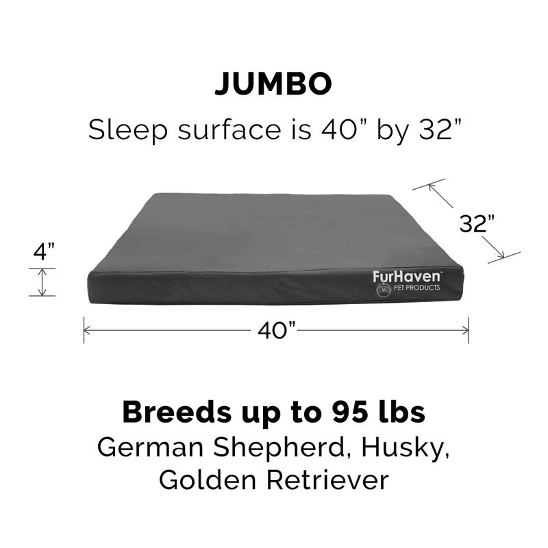 Furhaven Replacement Dog Bed Cover Water-Resistant Indoor/Outdoor Logo Print Oxford Polycanvas Mattress, Washable - Stone Gray, Jumbo (X-Large) - Image 3