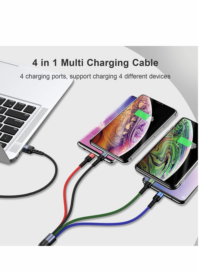 Y&D Multi Charging Cable 4 in 1 Nylon Braided 4FT 1.2M Multiple USB Cord Adapter Type C Micro Port Connectors Compatible with iphone Cell Phones Tablets and More - Image 4