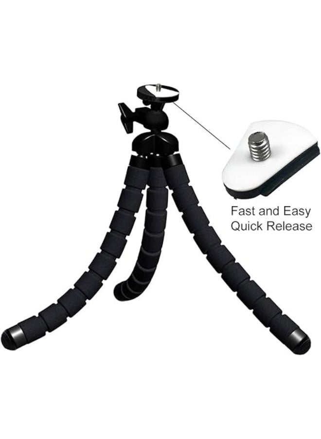 Acuvar 10" Flexible Mini Tripod – Compact Tripod Stand with Wireless Remote & Phone Holder – Quick Release – Ideal for Vlogging, Video Recording – Compatible with Phone, Camera, GoPro - Image 3