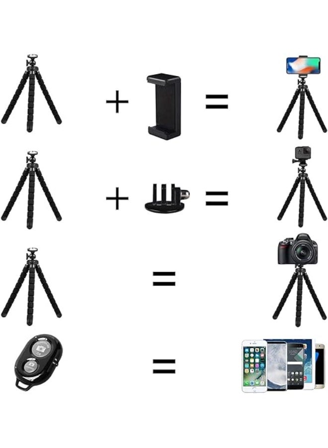 Acuvar 10" Flexible Mini Tripod – Compact Tripod Stand with Wireless Remote & Phone Holder – Quick Release – Ideal for Vlogging, Video Recording – Compatible with Phone, Camera, GoPro - Image 4