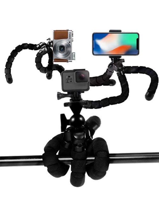 Acuvar 10" Flexible Mini Tripod – Compact Tripod Stand with Wireless Remote & Phone Holder – Quick Release – Ideal for Vlogging, Video Recording – Compatible with Phone, Camera, GoPro - Image 2