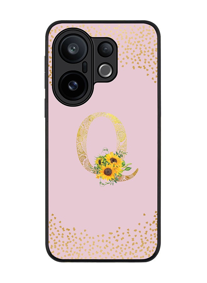 Stylizedd For vivo X200 FE / S30 Pro mini Case,Slim fit Camera Protection, Shockproof Thin Phone cover  - Custom Floral Monogram - Q  (Pink )