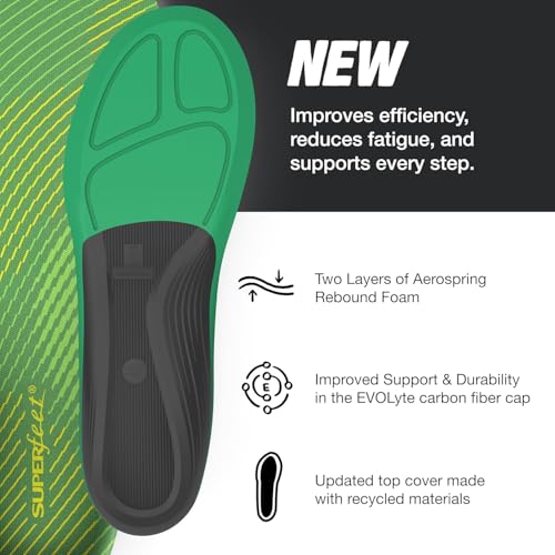 Superfeet Run Support High Arch V2 Insoles for Runners with High Arch Support EVOLyte Carbon Fiber 13515 Men - Image 3
