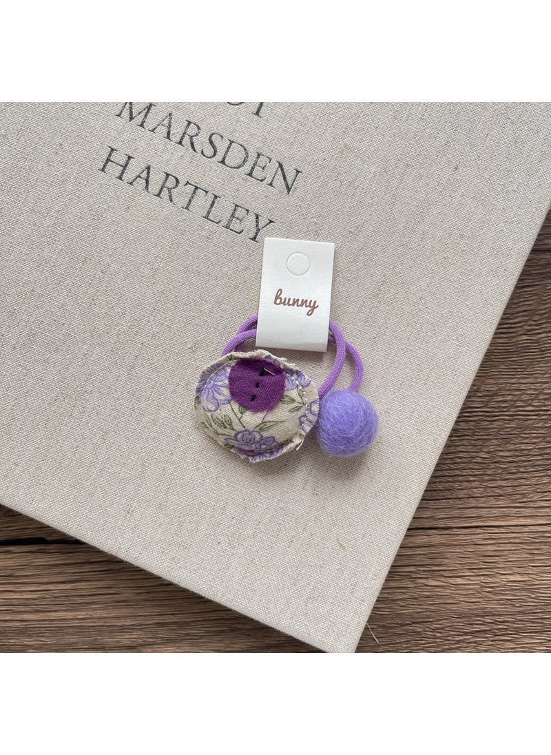 Korean Sweet Floral BB Hair Clips Purple hair tie