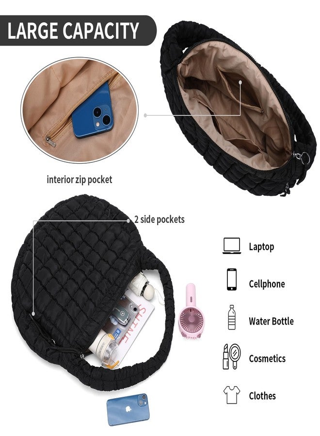 PRAGARI Puffer Tote Bag for Women Large Quilted Carryall Bag Soft Puffy Crossbody Lightweight Shoulder Handbags Work Travel - Image 4